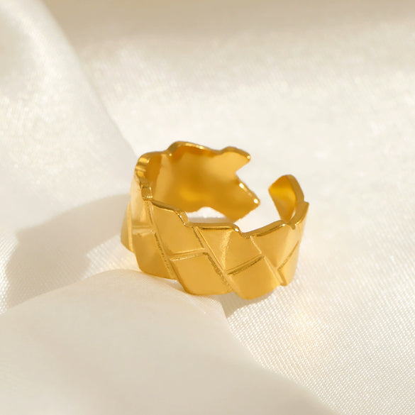 Wholesale Ladies Titanium Steel Geometric Opening Adjustable Ring 18K Gold Plated