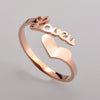Wholesale Ladies Titanium Steel Heart Shaped Opening Ring With Rhombus Pattern And Electroplating Treatment