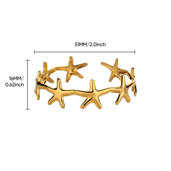 Wholesale Ladies Titanium Steel Opening Starfish Bracelet With Marine Element Texture And Electroplating Processing