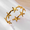 Wholesale Ladies Titanium Steel Opening Starfish Bracelet With Marine Element Texture And Electroplating Processing