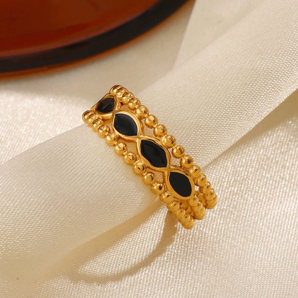 Wholesale Ladies Titanium Steel Ring With Geometric Rhombus Design And Electroplating Treatment 18K Gold Plated