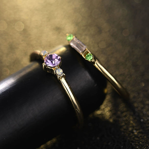 Wholesale Ladies Unisex Alloy Light Luxury Retro Fashion Simple Geometric Diamondembedded Stacked Style Ring Set