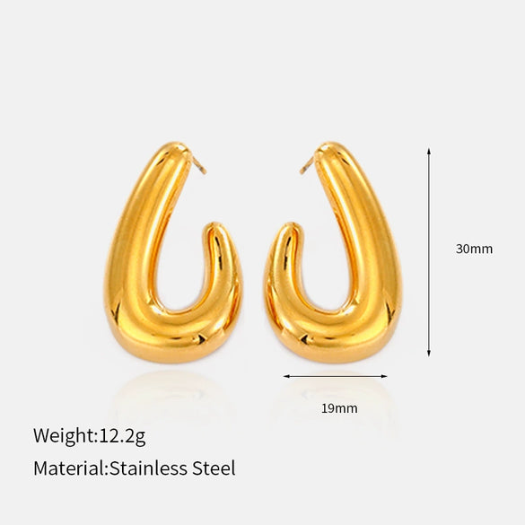 Wholesale Ladies Ushaped Geometric Ins Style 18K Gold Electroplated Stainless Steel Earrings