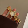 Wholesale Ladies Vintage Middle Ancient Square Quartz Gold Watch With Steel Alloy Band