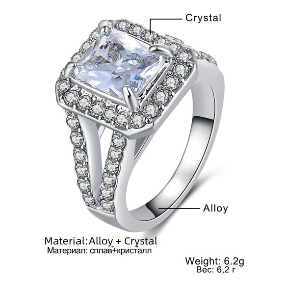 Wholesale Ladies Zircon Ring Geometric Style Alloy Electroplated