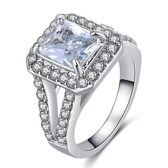 Wholesale Ladies Zircon Ring Geometric Style Alloy Electroplated