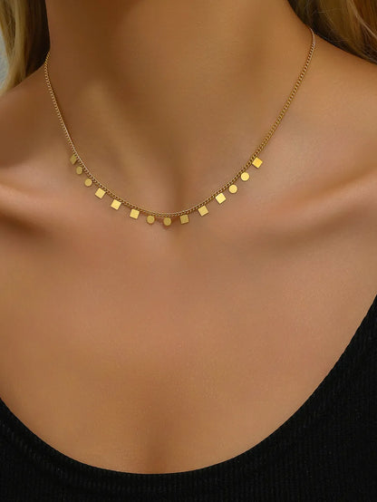 Lady Simple Style Geometric Titanium Steel Plating 18k Gold Plated Gold Plated Necklace