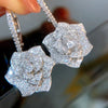 Wholesale Lady's Copper Geometric And Flower Earrings With Microencrusted Diamond Zircon