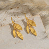 Wholesale Lady's Fresh Elegant Leaf Geometric Stainless Steel Earrings With Electroplating Jewelry