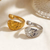 Wholesale Lady's Geometric Hammer Pattern Stainless Steel And Resin Ring With Electroplating
