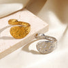 Wholesale Lady's Geometric Hammer Pattern Stainless Steel And Resin Ring With Electroplating