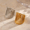 Wholesale Lady's Geometric Stainless Steel Exaggerated Thick Line Hip Hop Opening Adjustable Ring With 18K Gold Plated Electroplating