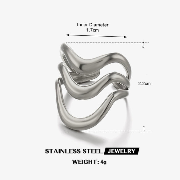 Wholesale Lady's Geometric Stainless Steel Gold Plated Opening Ring