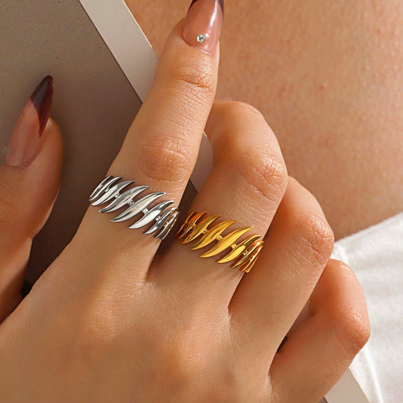 Wholesale Lady's Geometric Stainless Steel 18K Goldplated Open Ring
