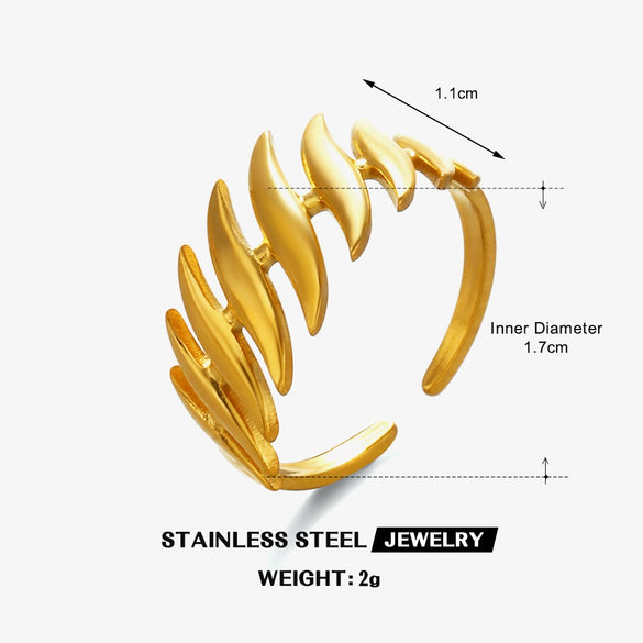 Wholesale Lady's Geometric Stainless Steel 18K Goldplated Open Ring