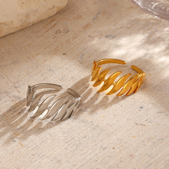 Wholesale Lady's Geometric Stainless Steel 18K Goldplated Open Ring