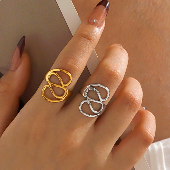 Wholesale Lady's Geometric Stainless Steel 18K Goldplated Ring