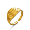 Wholesale Lady's Geometric Stainless Steel Ring With 18K Gold Electroplating