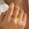Wholesale Lady's Geometric Stainless Steel Ring With 18K Gold Electroplating