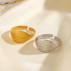 Wholesale Lady's Geometric Stainless Steel Ring With 18K Gold Electroplating