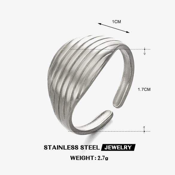 Wholesale Lady's Geometric Stainless Steel Ring With 18K Gold Electroplating