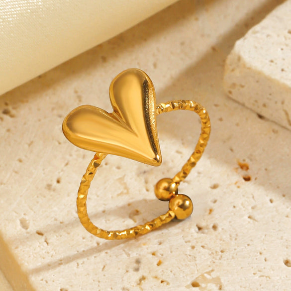 Wholesale Lady's Heartshaped Stainless Steel Ring With Electroplating
