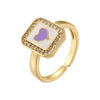 Wholesale Lady's Hiphop Style Copper Ring With Oil Dripping Process And Heartshaped Geometric Pattern