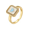 Wholesale Lady's Hiphop Style Copper Ring With Oil Dripping Process And Heartshaped Geometric Pattern