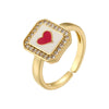 Wholesale Lady's Hiphop Style Copper Ring With Oil Dripping Process And Heartshaped Geometric Pattern