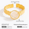 Wholesale Lady's Natural Stone Stainless Steel Geometric Ring With Electroplating Ins Minimalist Style