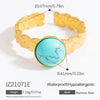 Wholesale Lady's Natural Stone Stainless Steel Geometric Ring With Electroplating Ins Minimalist Style