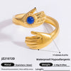 Wholesale Lady's Natural Stone Stainless Steel Geometric Ring With Electroplating Ins Minimalist Style