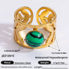 Wholesale Lady's Natural Stone Stainless Steel Geometric Ring With Electroplating Ins Minimalist Style