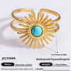 Wholesale Lady's Natural Stone Stainless Steel Geometric Ring With Electroplating Ins Minimalist Style