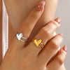 Wholesale Lady's Simple Style Heartshaped Stainless Steel Open Ring With Electroplating