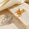 Wholesale Lady's Stainless Steel And Resin Geometric Eightpointed Star Ring With Electroplating
