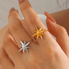 Wholesale Lady's Stainless Steel And Resin Geometric Eightpointed Star Ring With Electroplating