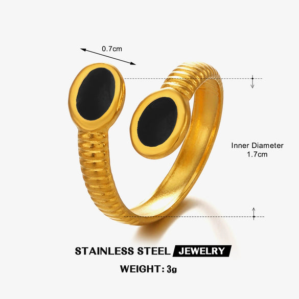 Wholesale Lady's Stainless Steel And Resin Geometric Oval Open Ring With Oil Drop Design And Electroplating