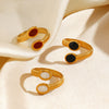 Wholesale Lady's Stainless Steel And Resin Geometric Oval Open Ring With Oil Drop Design And Electroplating