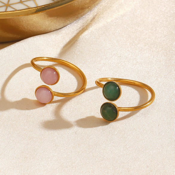 Wholesale Lady's Stainless Steel And Resin Geometric Round Ring With Electroplating Design