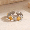 Wholesale Lady's Stainless Steel And Shell Geometric Ring With Electroplating
