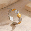 Wholesale Lady's Stainless Steel And Shell Geometric Ring With Electroplating