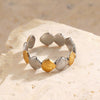 Wholesale Lady's Stainless Steel And Shell Geometric Ring With Electroplating