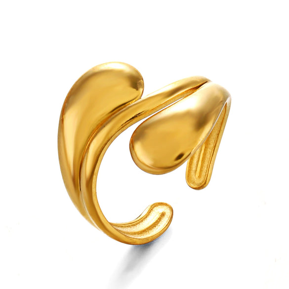 Wholesale Lady's Stainless Steel Geometric Drop Opening Ring With 18K Gold Plated Electroplating Minimalist Design