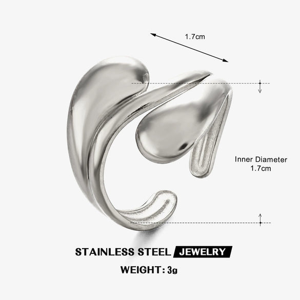 Wholesale Lady's Stainless Steel Geometric Drop Opening Ring With 18K Gold Plated Electroplating Minimalist Design