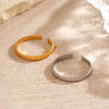 Wholesale Lady's Stainless Steel Geometric Open Ring Retro Hiphop Style 18K Goldplated Vacuum Electroplated