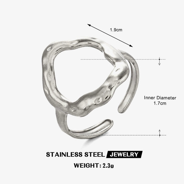 Wholesale Lady's Stainless Steel Geometric Oval Hollow Ring With 18K Gold Plated Electroplating