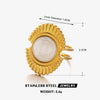 Wholesale Lady's Stainless Steel Geometric Round Ring With Retro Oil Dropping Design And Electroplating Process