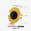 Wholesale Lady's Stainless Steel Geometric Round Ring With Retro Oil Dropping Design And Electroplating Process