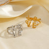 Wholesale Lady's Stainless Steel Open Ring With Letters Numbers Text Design Electroplated